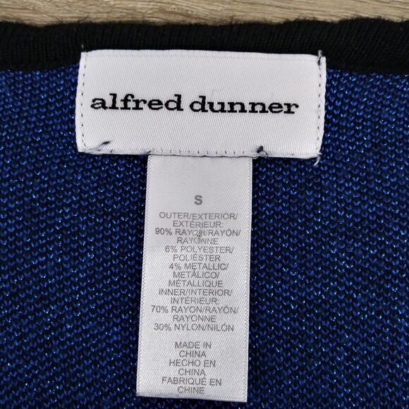 Alfred Dunner Blouse Womens Size S Blue Metallic Sequin Cardigan Layered 2 in 1 - Picture 6 of 7